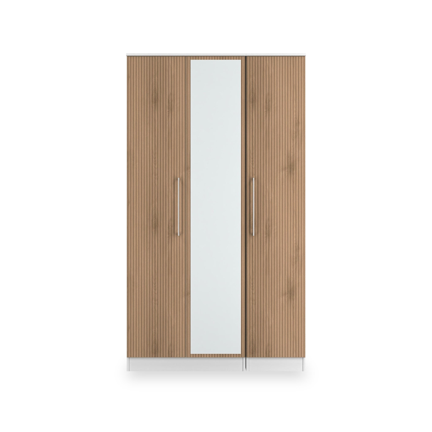Ellington Triple Mirrored Wardrobe Slatted Effect White from Roseland Furniture