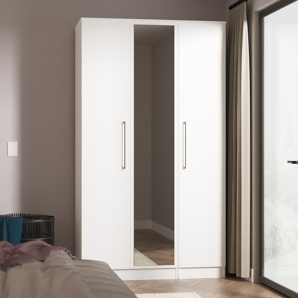 Ellington Triple Mirrored Wardrobe White from Roseland Furniture