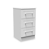 Bellamy White 3 Drawer Bedside Table Cabinet