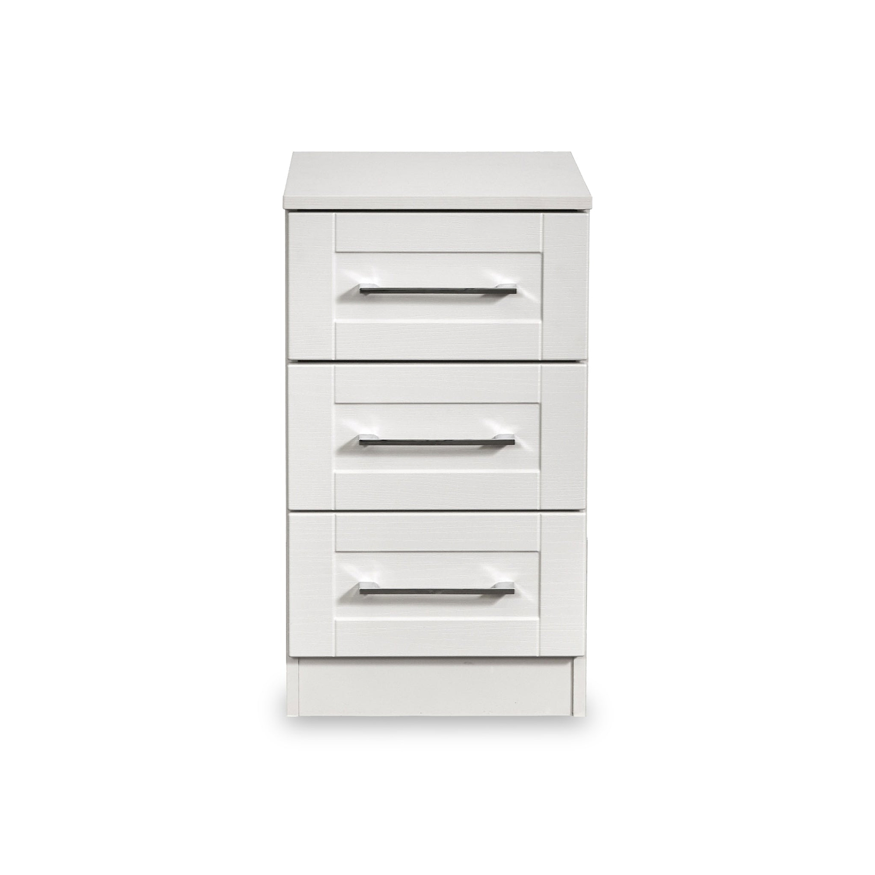 Bellamy White 3 Drawer Bedside Table Cabinet