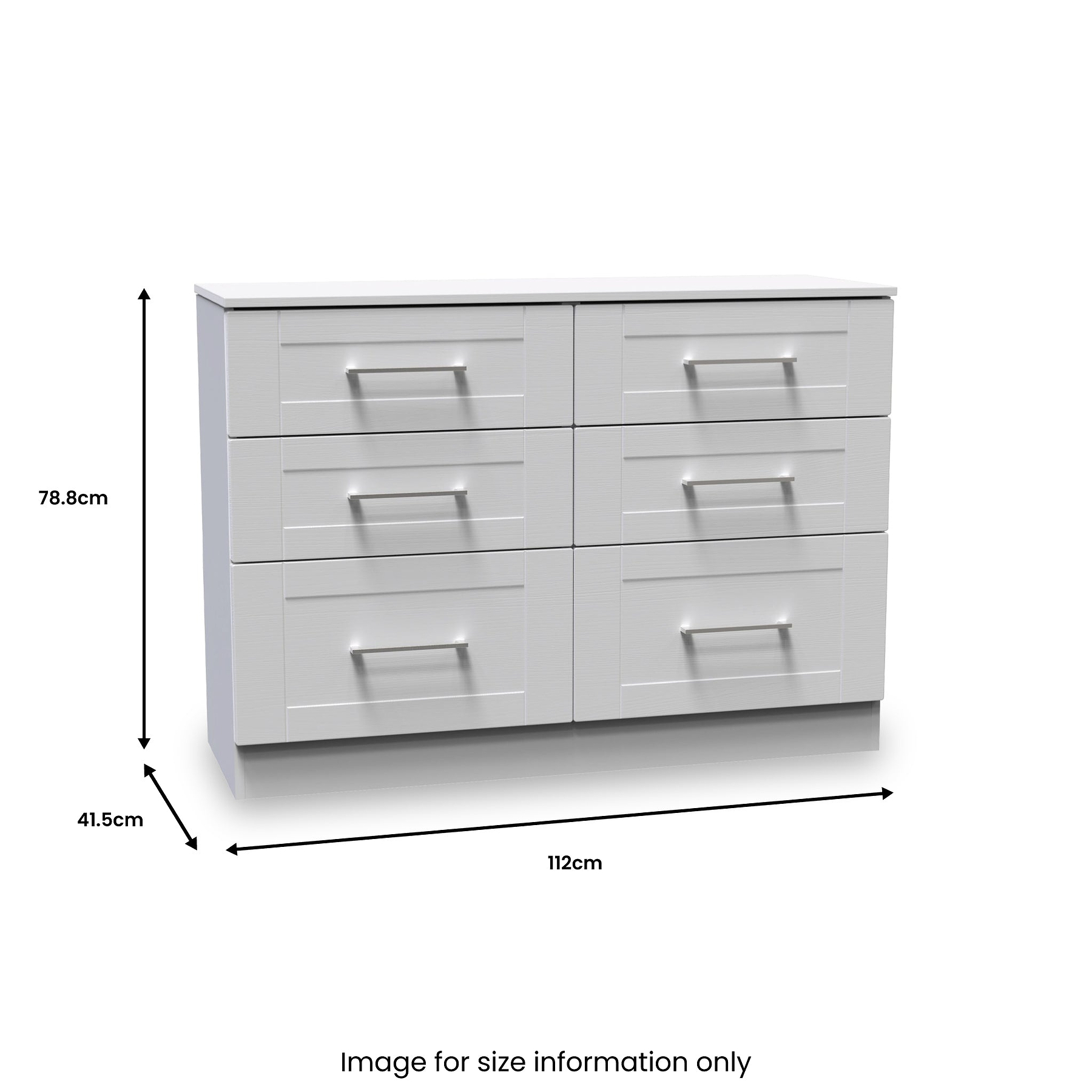 Bellamy Grey Ash 6 Drawer Wide Chest of Drawers from Roseland Furniture