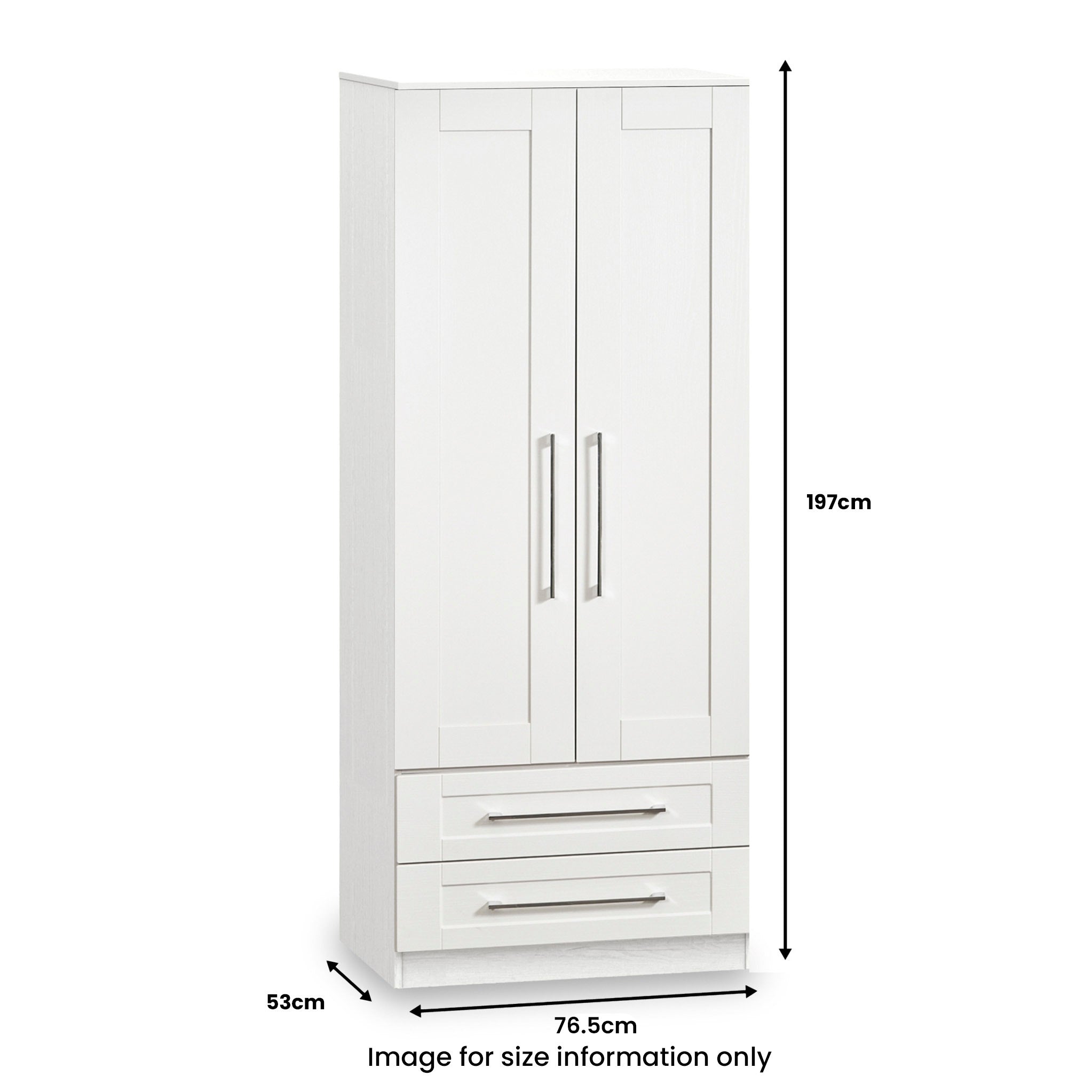 Bellamy 2 Door 2 Drawer Shaker Wardrobe | White Grey | Roseland