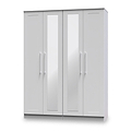 Bellamy Grey Ash Tall 4 Door 2 Central Mirrored Wardrobe from Roseland Furniture