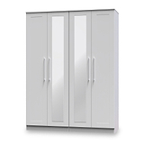 Bellamy Grey Ash Tall 4 Door 2 Central Mirrored Wardrobe from Roseland Furniture