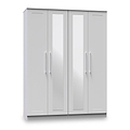 Bellamy Grey Ash Tall 4 Door 2 Central Mirrored Wardrobe from Roseland Furniture