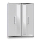 Bellamy Grey Ash Tall 4 Door 2 Central Mirrored Wardrobe from Roseland Furniture