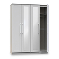 Bellamy Grey Ash Tall 4 Door 2 Central Mirrored Wardrobe from Roseland Furniture