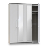 Bellamy Grey Ash Tall 4 Door 2 Central Mirrored Wardrobe from Roseland Furniture