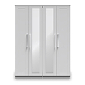 Bellamy Grey Ash Tall 4 Door 2 Central Mirrored Wardrobe from Roseland Furniture