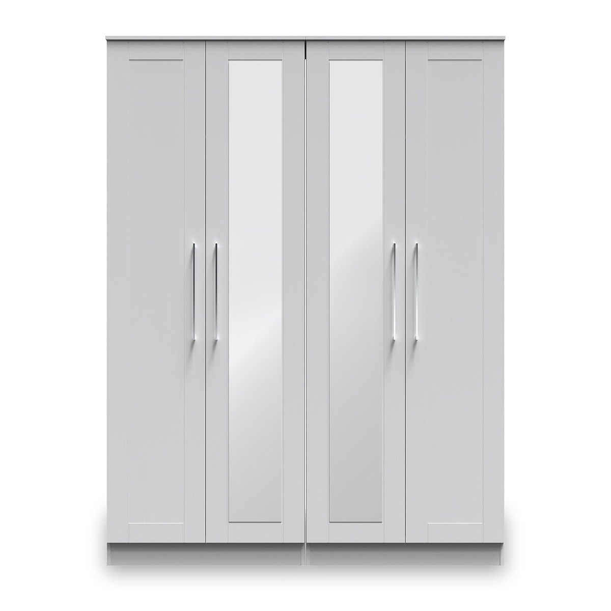 Bellamy Grey Ash Tall 4 Door 2 Central Mirrored Wardrobe from Roseland Furniture