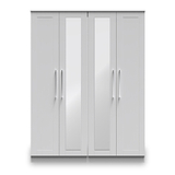 Bellamy Grey Ash Tall 4 Door 2 Central Mirrored Wardrobe from Roseland Furniture