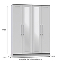 Bellamy Grey Ash Tall 4 Door 2 Central Mirrored Wardrobe from Roseland Furniture