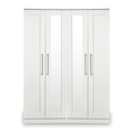 Bellamy White Tall 4 Door 2 Central Mirrored Wardrobe from Roseland Furniture