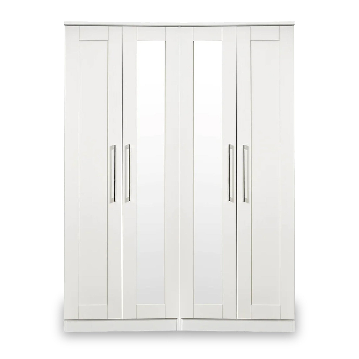 Bellamy White Tall 4 Door 2 Central Mirrored Wardrobe from Roseland Furniture