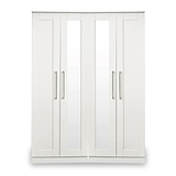 Bellamy White Tall 4 Door 2 Central Mirrored Wardrobe from Roseland Furniture