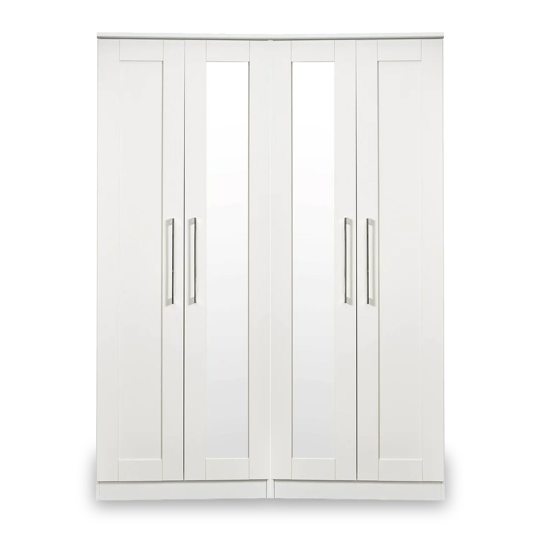 Bellamy White Tall 4 Door 2 Central Mirrored Wardrobe from Roseland Furniture