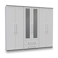 Bellamy Grey Tall 6 Door 2 Drawer with Mirrors Wardrobe by Roseland