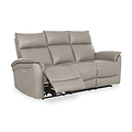 Enys Frost Grey Electric Leather Recliner 3 Seater Sofa