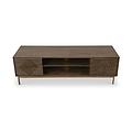 Beau Grooved Mango Wood Brown Large TV Unit from Roseland Furniture