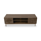 Beau Grooved Mango Wood Brown Large TV Unit from Roseland Furniture