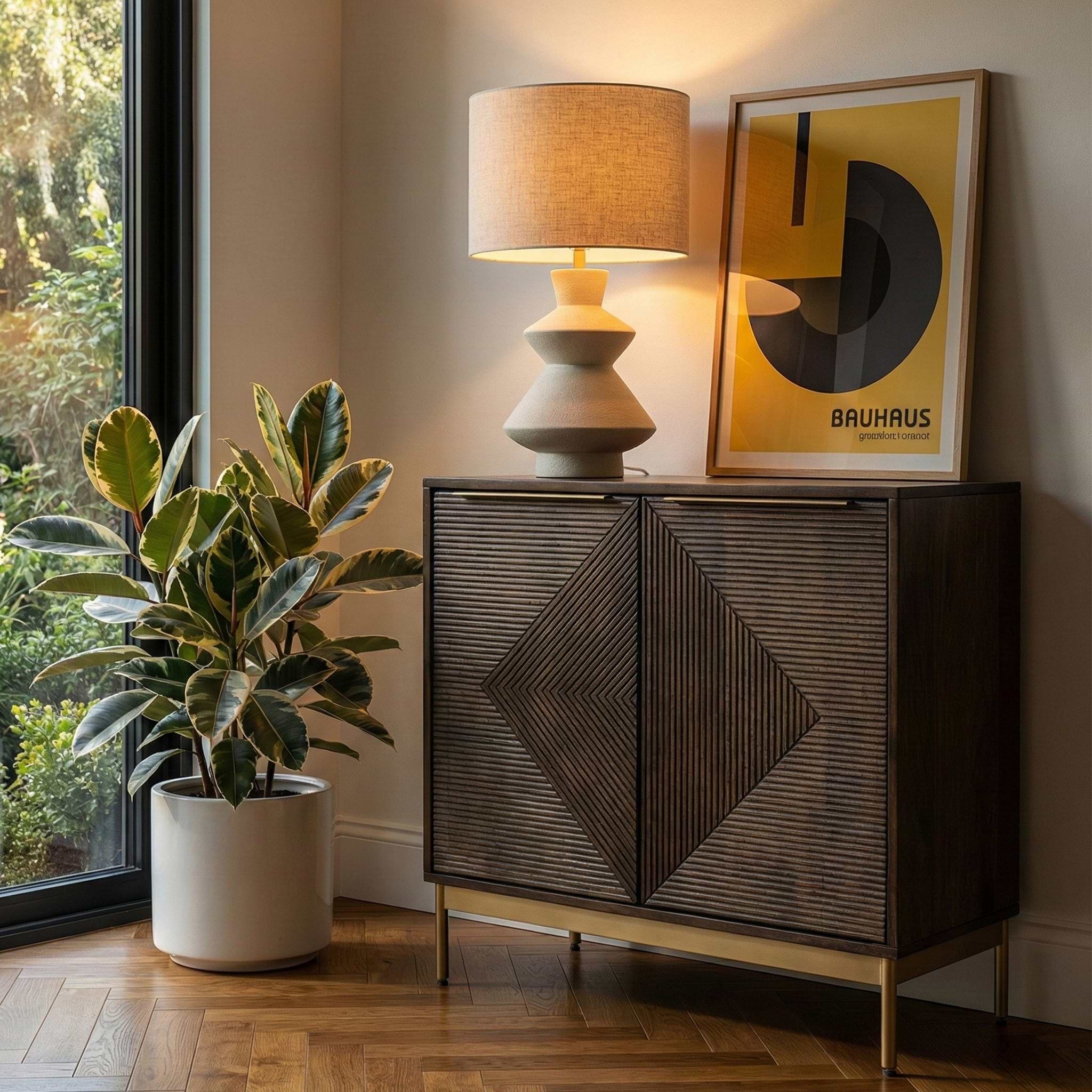Beau Grooved Mango Wood Brown 2 Door Sideboard from Roseland Furniture