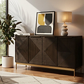Beau Grooved Mango Wood Brown 4 Door Sideboard from Roseland Furniture