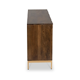 Beau Grooved Mango Wood Brown 4 Door Sideboard from Roseland Furniture