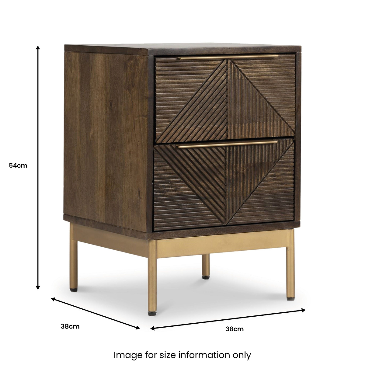 Beau Grooved Mango Wood Brown 2 Door Bedside from Roseland Furniture