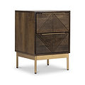 Beau Grooved Mango Wood Brown 2 Drawer Bedside from Roseland Furniture