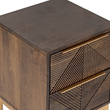 Beau Grooved Mango Wood Brown 2 Drawer Bedside from Roseland Furniture