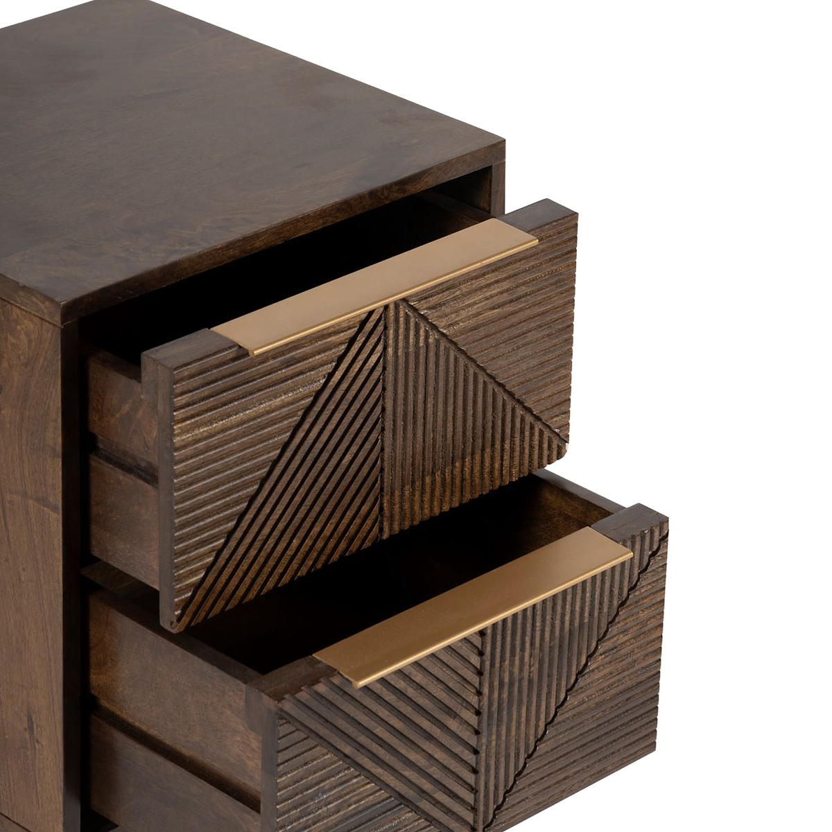 Beau Grooved Mango Wood Brown 2 Drawer Bedside from Roseland Furniture
