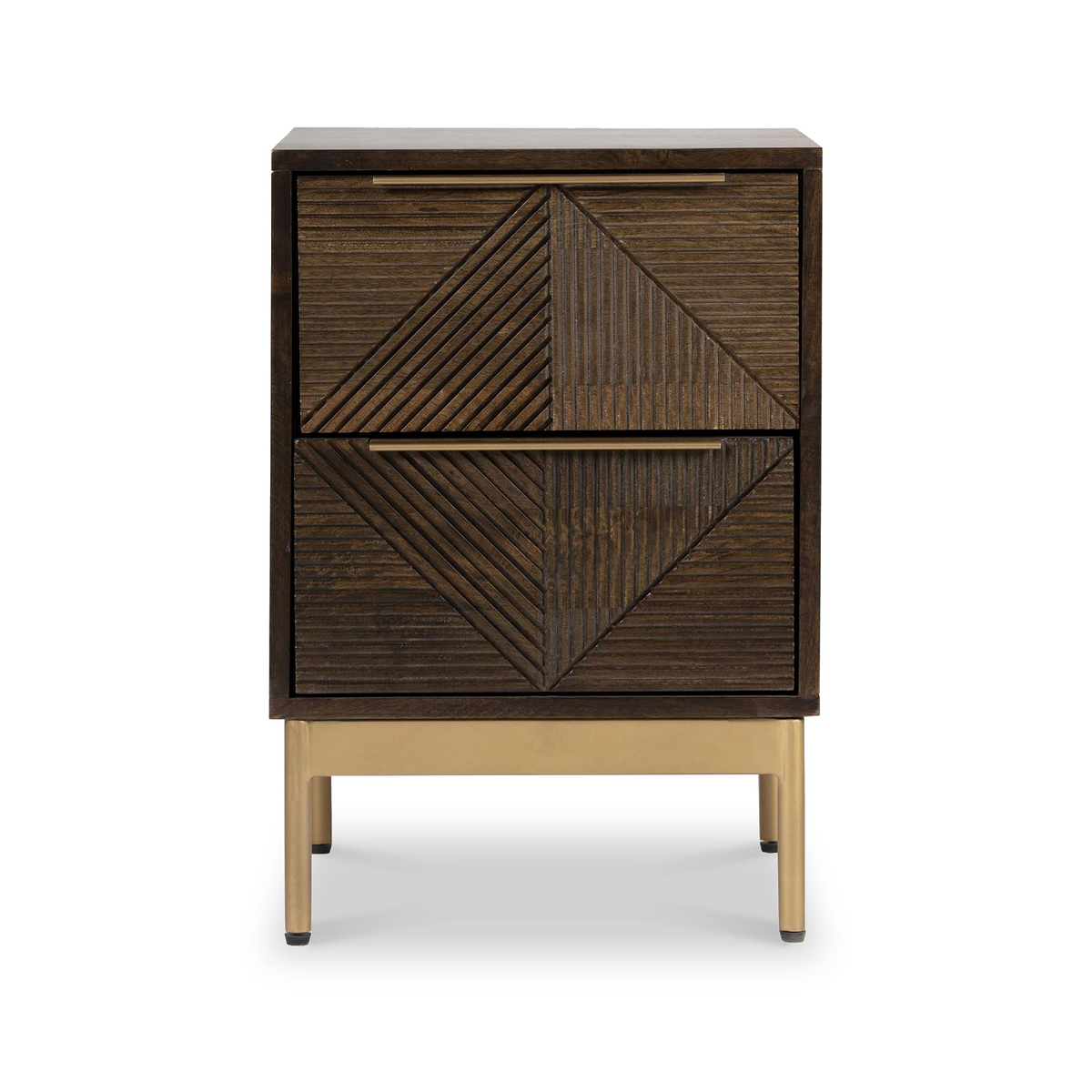 Beau Grooved Mango Wood Brown 2 Drawer Bedside from Roseland Furniture