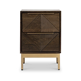 Beau Grooved Mango Wood Brown 2 Drawer Bedside from Roseland Furniture