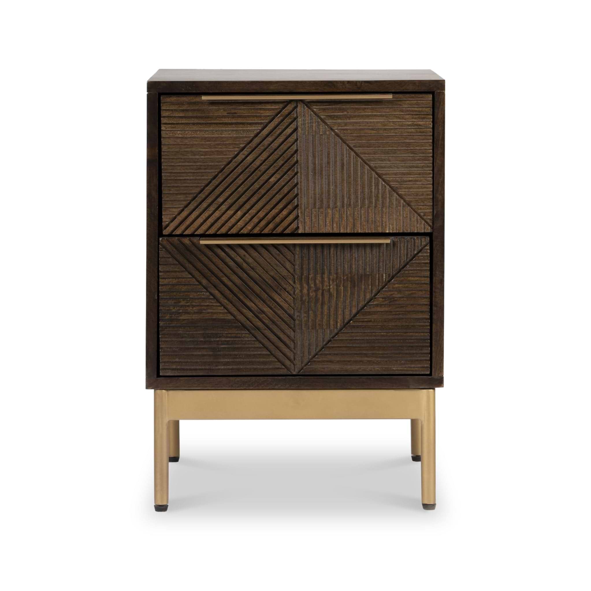 Beau Grooved Mango Wood Brown 2 Drawer Bedside from Roseland Furniture