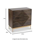 Beau Grooved Brown Mango Wood 3 Drawer Chest from Roseland Furniture