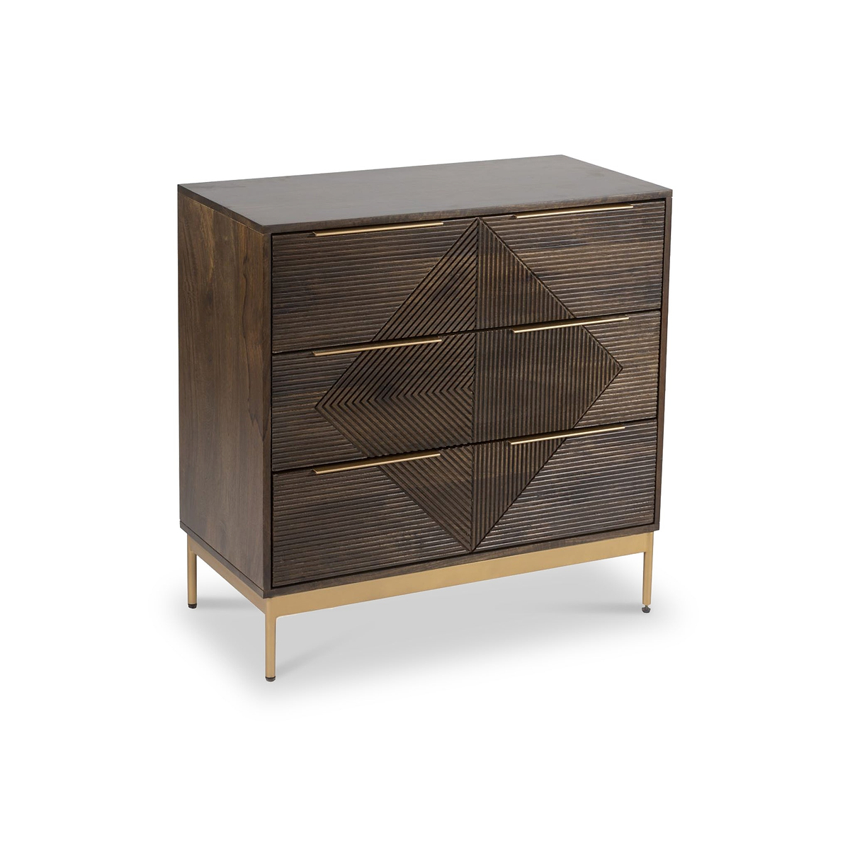 Beau Grooved Mango Wood Brown 3 Drawer Chest from Roseland Furniture