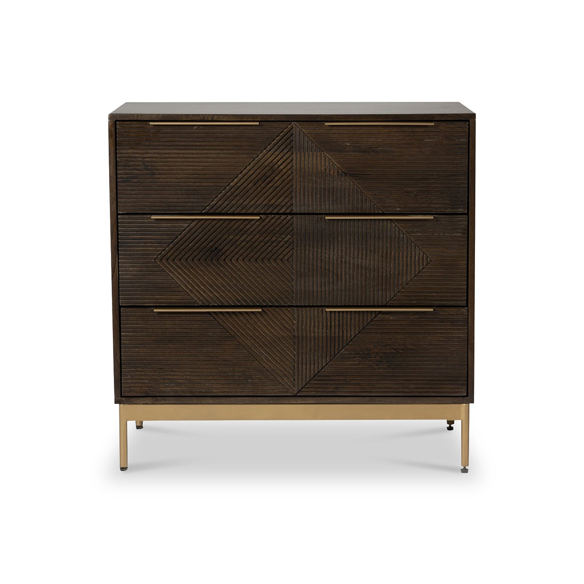 Beau Grooved Mango Wood Brown 3 Drawer Chest from Roseland Furniture