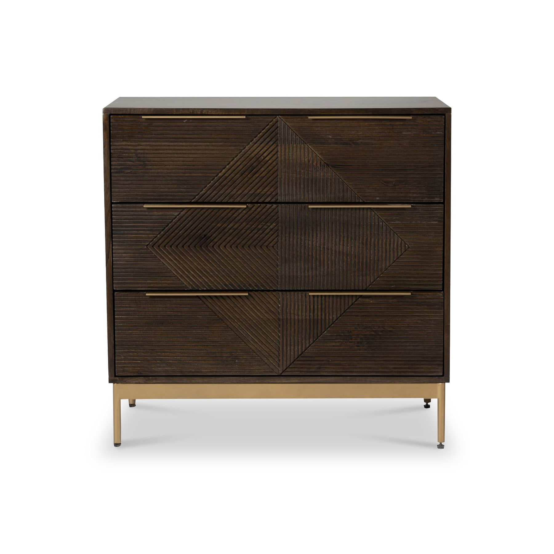 Beau Grooved Mango Wood Brown 3 Drawer Chest from Roseland Furniture