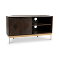 Beau Grooved Mango Wood Brown Corner TV Unit from Roseland Furniture