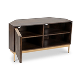 Beau Grooved Mango Wood Brown Corner TV Unit from Roseland Furniture