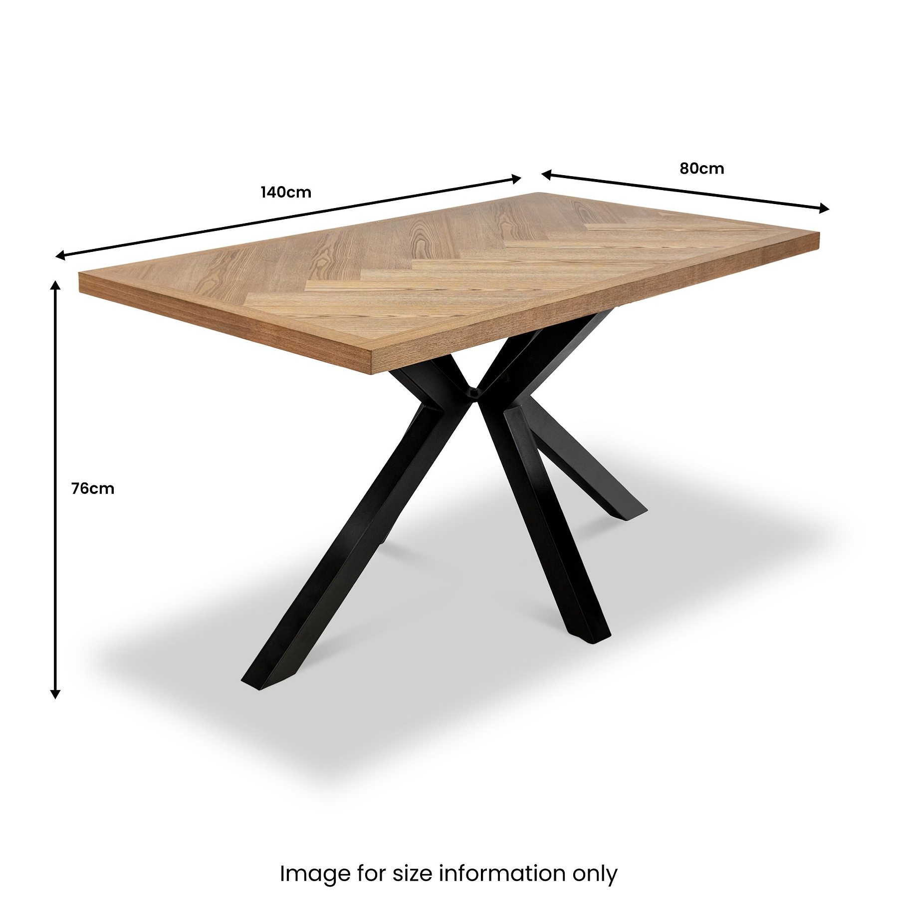 Everly 140cm Herringbone Dining Table Dims from Roseland Furniture