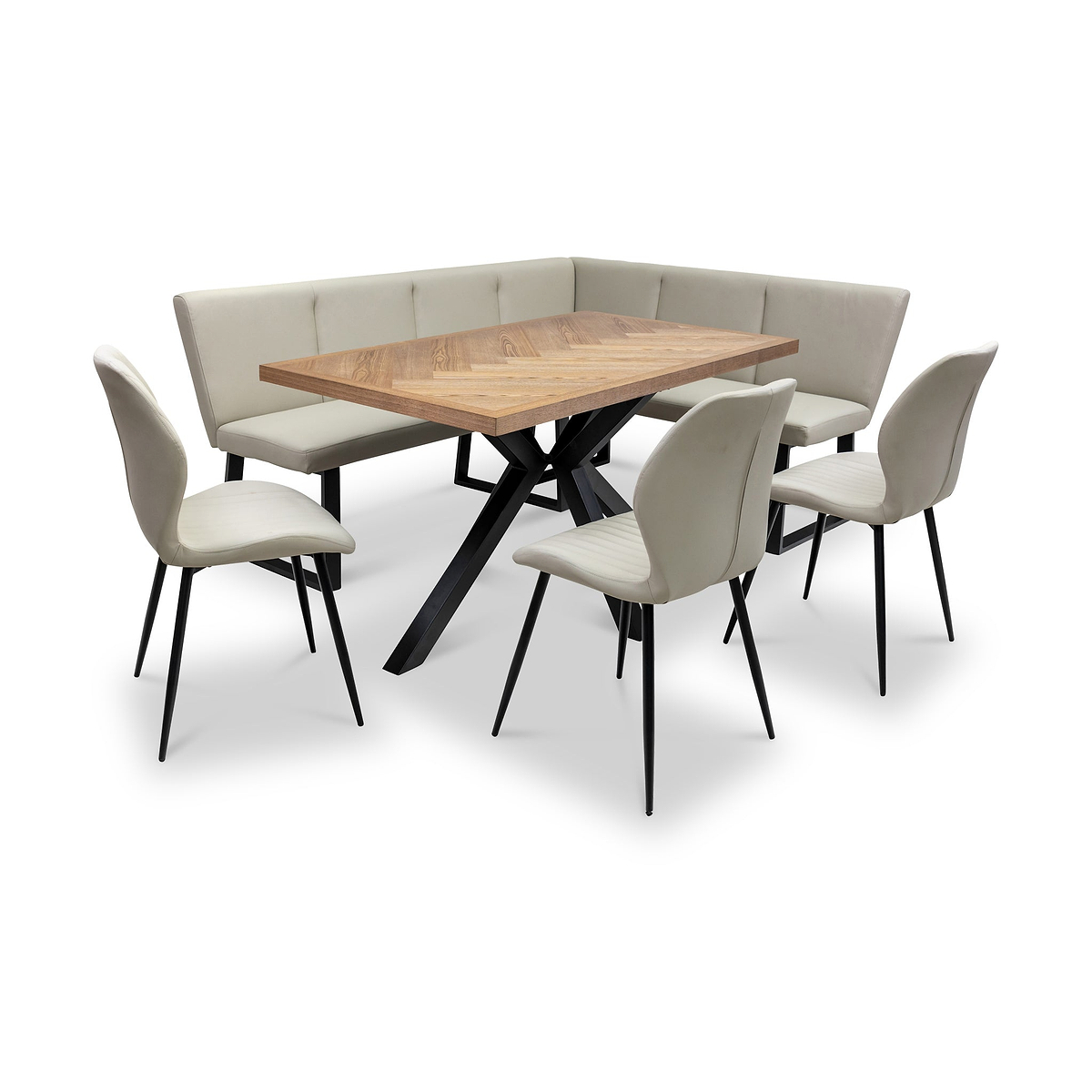Everly 140cm Herringbone Dining Table Dims from Roseland Furniture