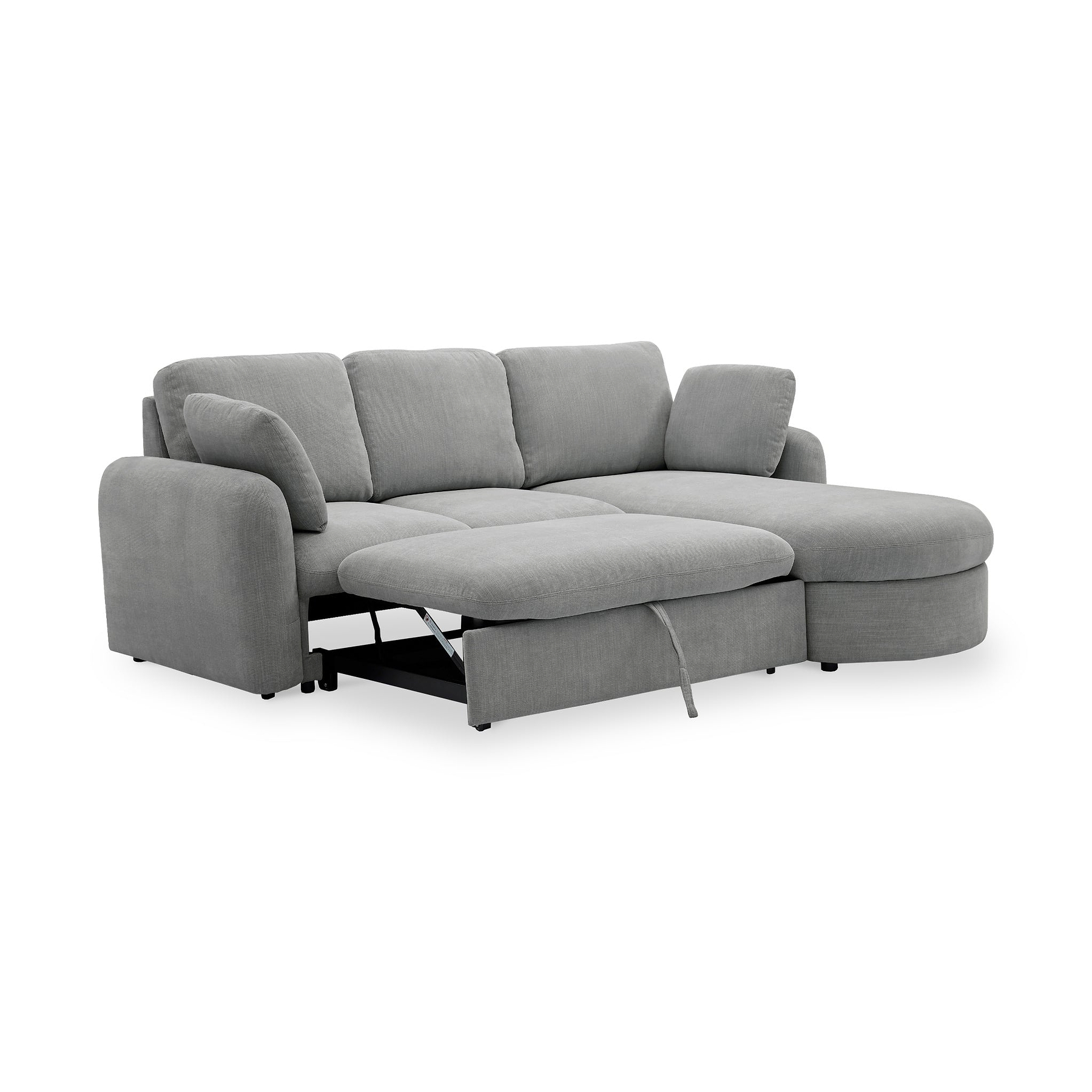 Belvere Curved Corner 3 Seater Sofa Bed Grey from Roseland Furniture