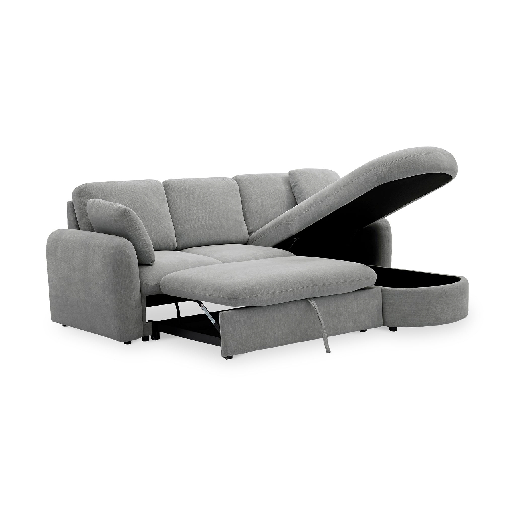 Belvere Curved Corner 3 Seater Sofa Bed Grey from Roseland Furniture