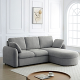 Belvere Curved Corner 3 Seater Sofa Bed Grey from Roseland Furniture