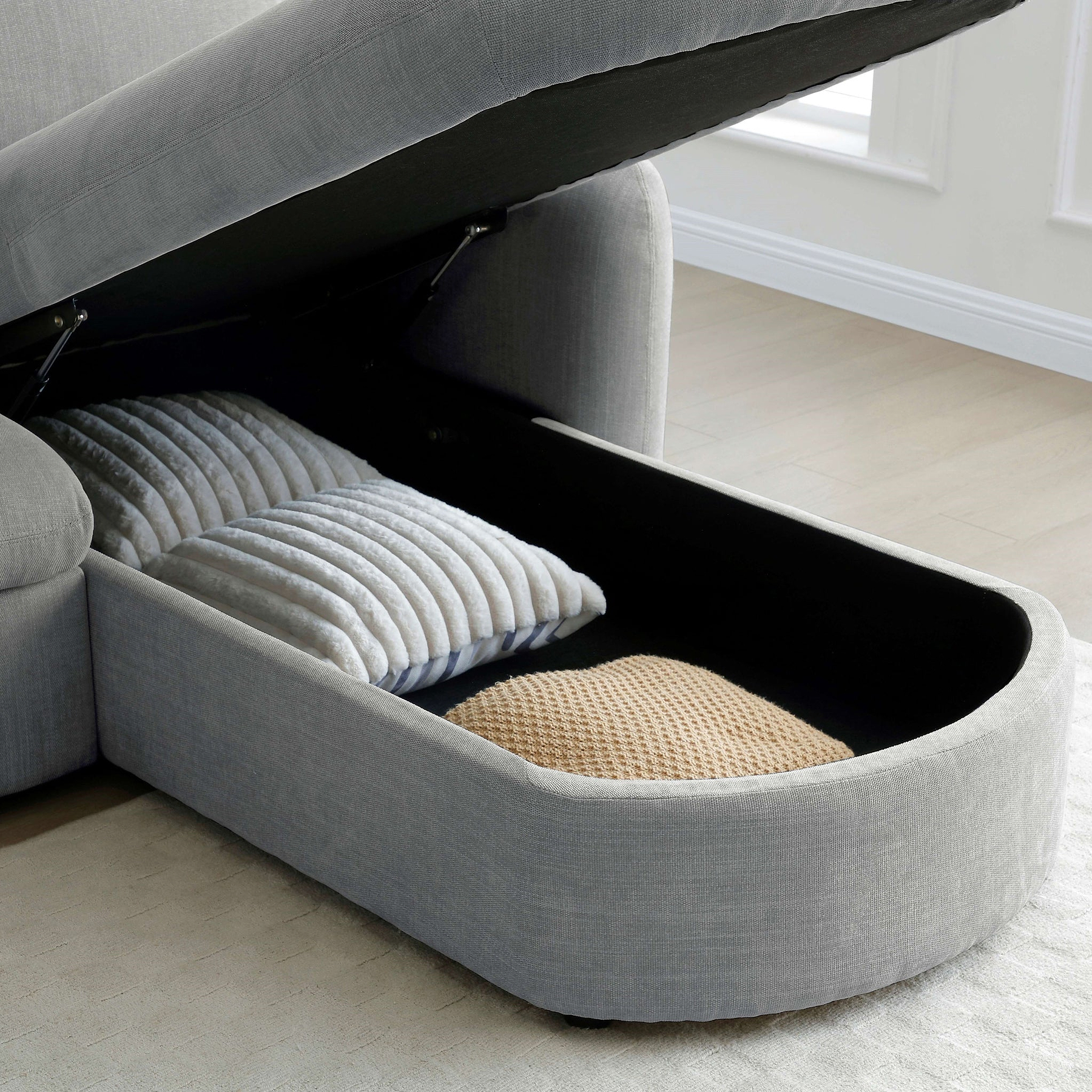 Belvere Curved Corner 3 Seater Sofa Bed Grey from Roseland Furniture
