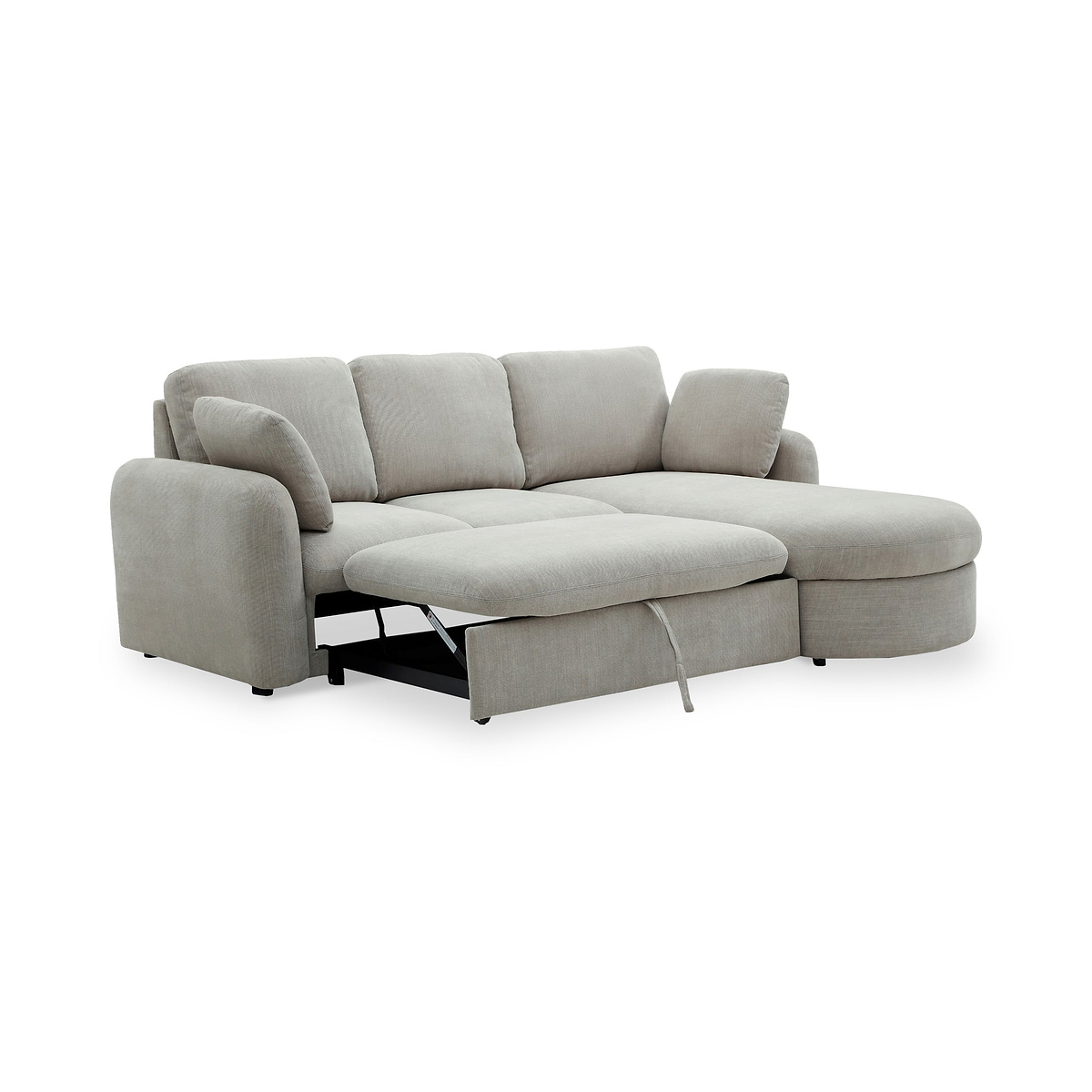 Belvere Curved Corner 3 Seater Sofa Bed Taupe from Roseland Furniture