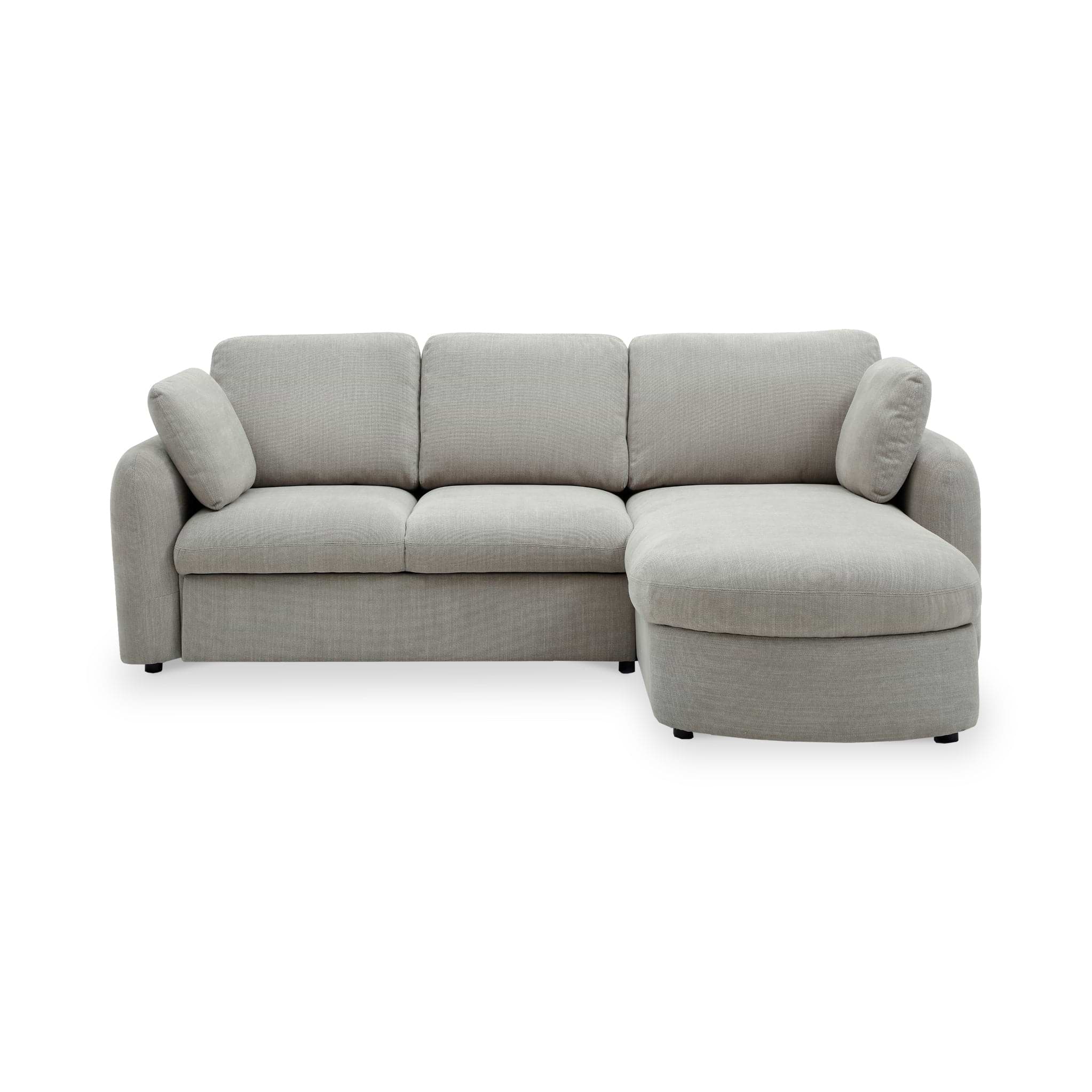 Belvere Curved Corner 3 Seater Sofa Bed Taupe from Roseland Furniture