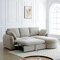 Belvere Curved Corner 3 Seater Sofa Bed Taupe from Roseland Furniture