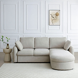 Belvere Curved Corner 3 Seater Sofa Bed Taupe from Roseland Furniture